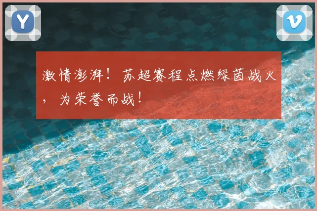 激情澎湃!苏超赛程点燃绿茵战火,为荣誉而战!