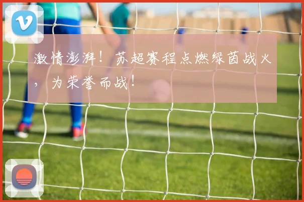 激情澎湃!苏超赛程点燃绿茵战火,为荣誉而战!